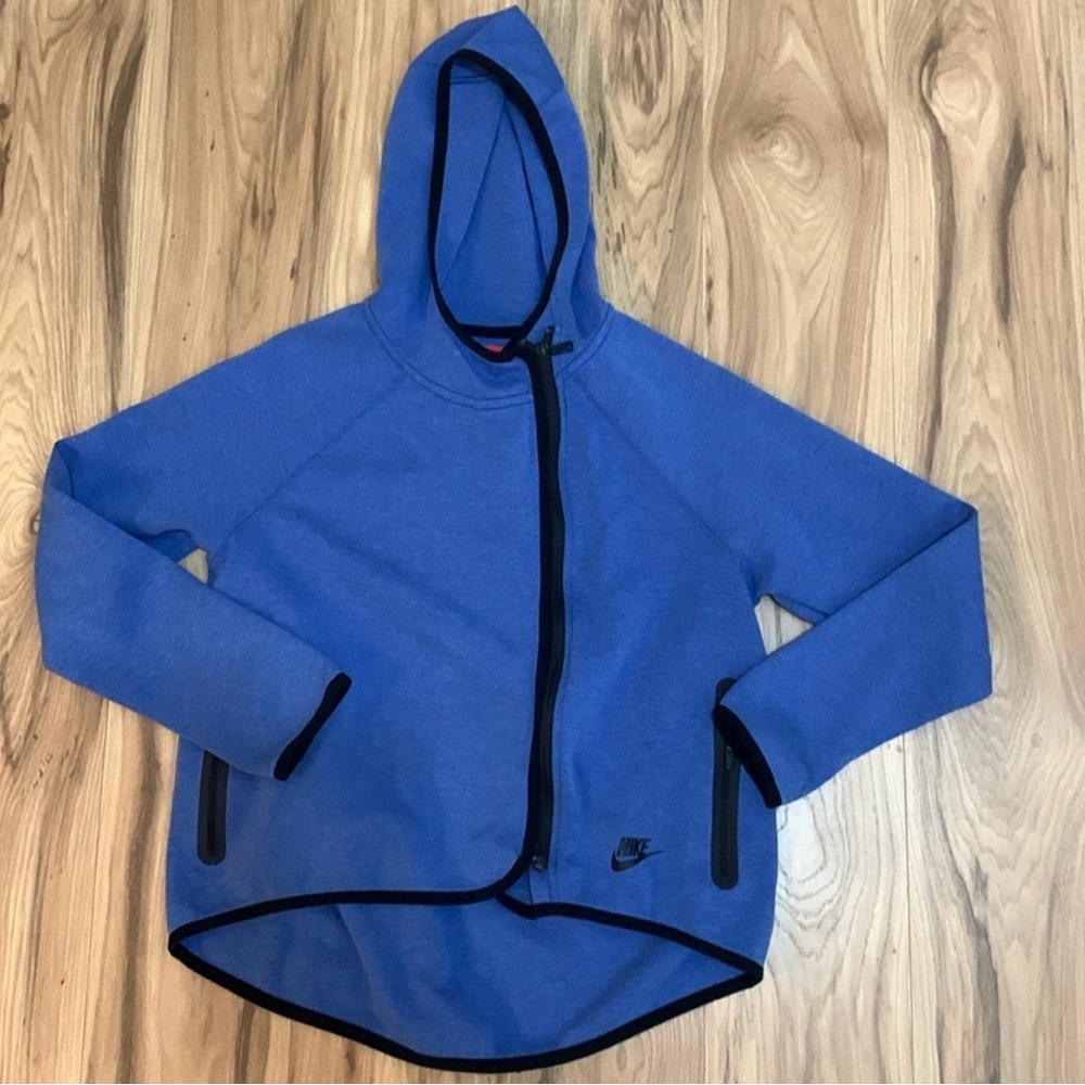 Girls Nike Tech Blue Hoodie with Black Accents
